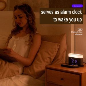 3 In 1 Wireless Charger Alarm Clock And Adjustable Night Light