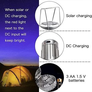 6 In 1 Portable Outdoor Led Camping Lantern With Fan Solar Design Fan Function