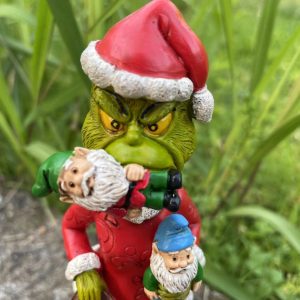 Christmas Grinch Eating Gnomes Outdoor Halloween Garden Decor