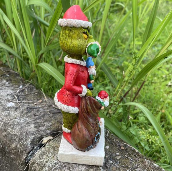 Christmas Grinch Eating Gnomes Outdoor Halloween Garden Decor