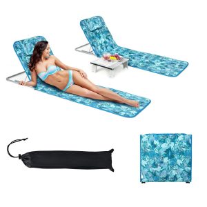 Portable Low Folding Pool Beach Tanning Lounge Chair 2 Pcs