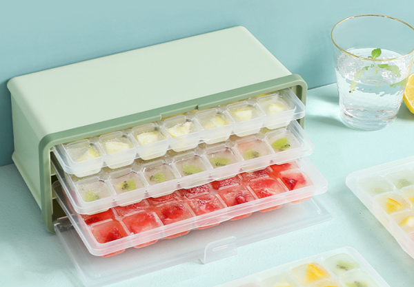 Drawer Type Plastic Ice Cube Mold With Lid And Bin