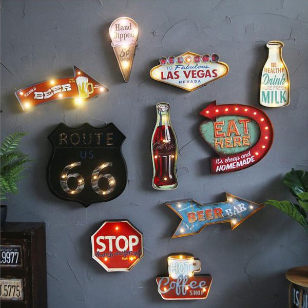 American Iron Ice Cream Led Lamp Wall Decoration Pendant