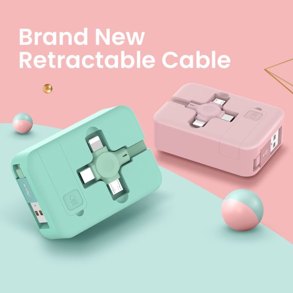 3 In 1 Retractable Usb Cable Macaron Type C Micro Cable I Phone With Phone Stand Charging Data Cable