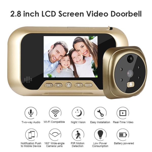 2.8 Inch Infrared Night Vision Camera Intelligent Peephole & Video Doorbell