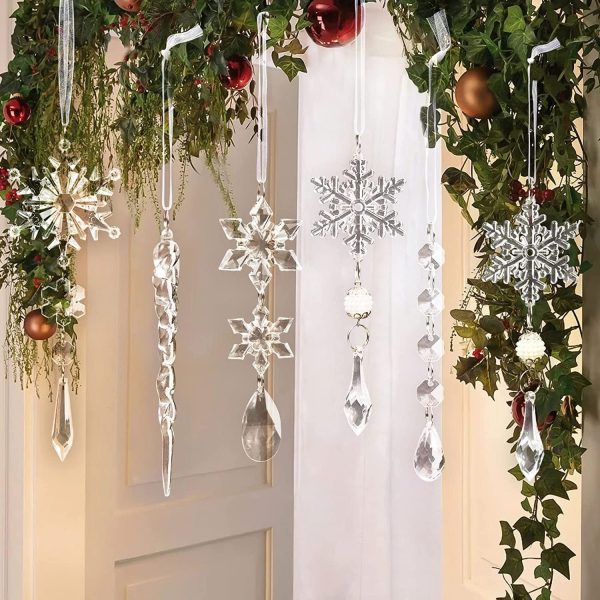 10Pcs Christmas Tree Hanging Pendants Ice Strip Ornaments