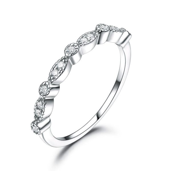 925 Sterling Silver Simple Silver Diamond Fashion Ring