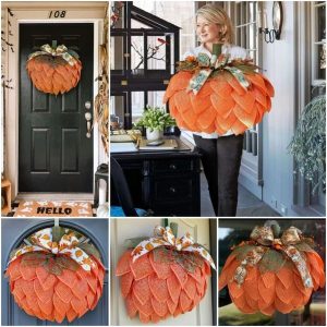 Farmhouse Pumpkin Wreath For Front Door