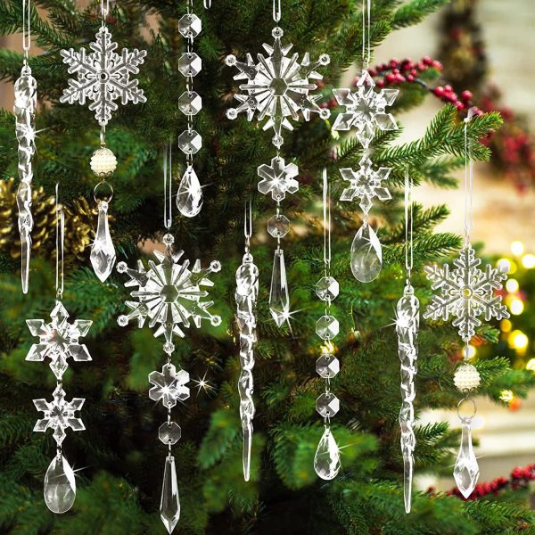 10Pcs Christmas Tree Hanging Pendants Ice Strip Ornaments