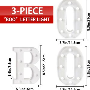 Diydec Halloween Decorations-3 Led Marquee Light Up Letters Sign Boo Halloween Letter Lights For Home Indoor Kitchen Fireplace Party Table Decor Supplies