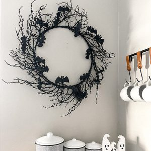 Haunlit Halloween Wreath With Red Led Lights