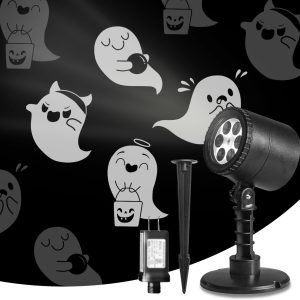 Nowsto Led Halloween Decoration, Ghost Rotating Projector Yard Stake Lights, Indoor Outdoor Landscape Night Light For Home Thealter, Ceiling, Room, Patio, Garden, Halloween, Bedroom Decor