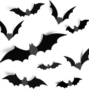 Halloween Decorations Bats Wall Decor Halloween Party Decorations Indoor Outdoor Halloween Decor Supplies, 64 Pcs Reusable Pvc 3D Black Bats Stickers For Creepy Home Bathroom Decor