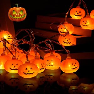 Halloween Lights,20Ft 40 Leds Holiday String Lights For Outdoor Decor,Battery Operated 8 Mode Waterproof Pumpkin String For Party Decorations