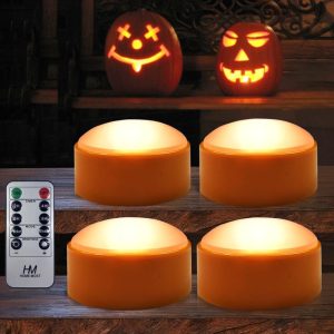 Home Most 4-Pack Halloween Led Pumpkin Lights Battery Operated - Orange Pumpkin Lights With Timer And Remote Halloween Decor - Halloween Jack-O-Lantern Decoration Outdoor - Flameless Pumpkin Candles