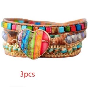 7 Chakra Leather Wrapped Bracelet