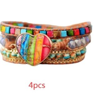 7 Chakra Leather Wrapped Bracelet