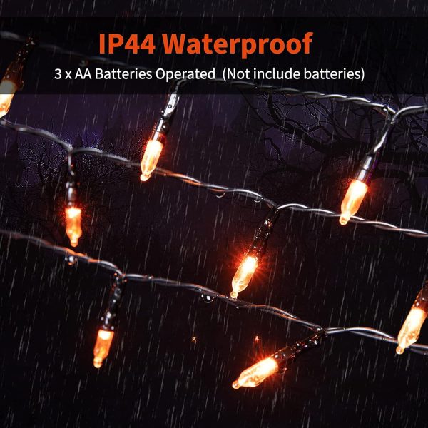 Halloween Orange String Lights Decorations，2 Pack 17.8 Feet 50 Led Battery Operated Mini String Lights With 8 Modes Waterproof For Outdoor Indoor Patio Xmas Tree Holiday Party Christmas Show