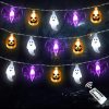 Zimati Halloween Lights, 16 Ft 30 Led 3D Pumpkin Bat Ghost Battery Operated String Lights With Timer - 8 Lighting Modes Fairy Lights For Home Door Porch Decor Indoor Outdoor Party Decorations