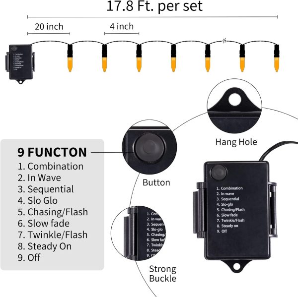 Halloween Orange String Lights Decorations，2 Pack 17.8 Feet 50 Led Battery Operated Mini String Lights With 8 Modes Waterproof For Outdoor Indoor Patio Xmas Tree Holiday Party Christmas Show