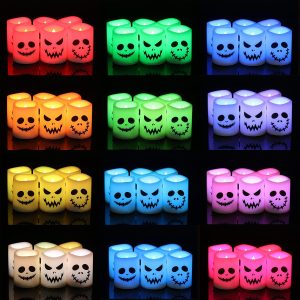 Genswin Halloween Flameless Votive Candles Color Changing With Remote Timer, Battery Operated Led Tealight Candles For Halloween Home Decoration Gifts(6 Pack, 1.5U201D X 2U201D)(Battery Included)