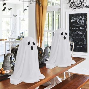 Dazonge 2 Packs Halloween Decorations, Spooky Ghost Halloween Decor With String Lights Battery Operated, Easy To Assemble Ghost Halloween Decorations Indoor