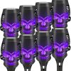 Liveasily 8 Pack Solar Torch Skull Light With Flickering Flame, Outdoor Waterproof Solar Halloween Skull Lights Decorations, Solar Torches Landscape Pathway Lights For Halloween Decor (Purple)