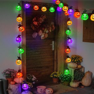 Battery Operated Halloween Pumpkin Lights, 30 Led, 8 Modes, Waterproof, Indoor Outdoor Use(Orange & Purple & Green Red)