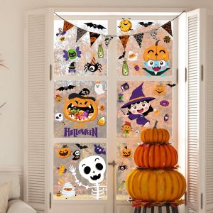 Halloween Window Clings Cute Halloween Window Stickers Double Side Halloween Window Decorations Removable Halloween Window Decals For Halloween Party Decorations Indoor And Outdoor Home Decor