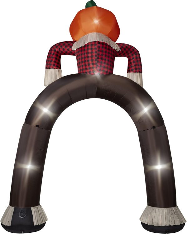 Spirit Halloween 12 Ft Light-Up Pumpkin Scarecrow Inflatable Archway