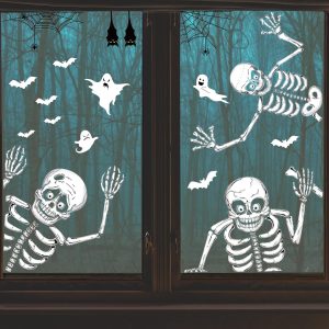 140Pcs Halloween Window Clings Decor For Halloween Decorations, Double Side Halloween Window Stickers Removable Glass Decals For Halloween Party Decorations Indoor