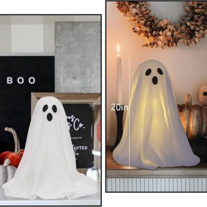 Dazonge 2 Packs Halloween Decorations, Spooky Ghost Halloween Decor With String Lights Battery Operated, Easy To Assemble Ghost Halloween Decorations Indoor