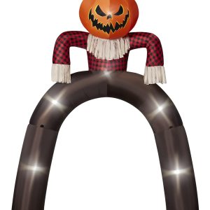 Spirit Halloween 12 Ft Light-Up Pumpkin Scarecrow Inflatable Archway