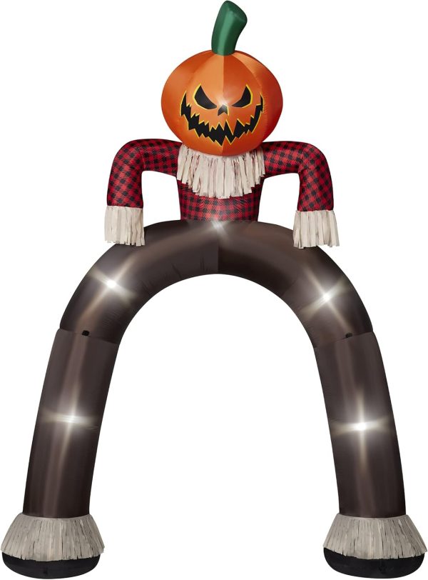 Spirit Halloween 12 Ft Light-Up Pumpkin Scarecrow Inflatable Archway