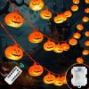 Halloween Decorations, 20Ft 40 Leds Pumpkin String Lights, Battery Operated 8 Lights Modes Timer 3D Waterproof Pumpkin String Lights For Halloween Decor, Outdoor Indoor Decor Candy Party Favor