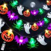 [Timer] 2 Pack Halloween Lights Total 23Ft 60 Led Pumpkin Bat Spider Ghost Halloween String Lights Battery Operated, 8 Modes Waterproof Indoor Outdoor Halloween Decorations Lights Home Window Decor