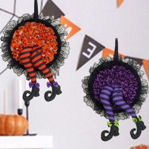 Halloween Witch Long Leg Wreath