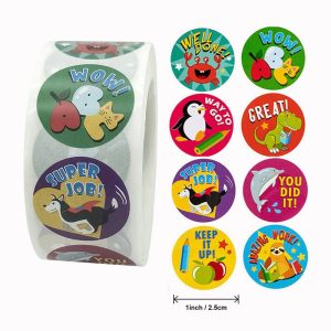 8 Design Patterns 500 Pcs Roll Cute Animal Label Children Reward Stickers