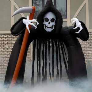 Fun Costumes 9.5Ft Grim Reaper Death Inflatable Archway Outdoor Decoration, Black Airblown Graveyard Front Yard Display Decor