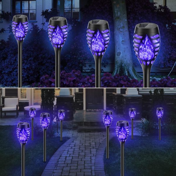 Halloween Decorations Outdoor, 10 Pack Bright Solar Halloween Lights Over 12 Hrs, Blue Flickering Flame Halloween Solar Lights Outdoor Waterproof,Halloween Decor Halloween Outdoor Yard Pathway Lights