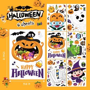 Halloween Window Clings Cute Halloween Window Stickers Double Side Halloween Window Decorations Removable Halloween Window Decals For Halloween Party Decorations Indoor And Outdoor Home Decor