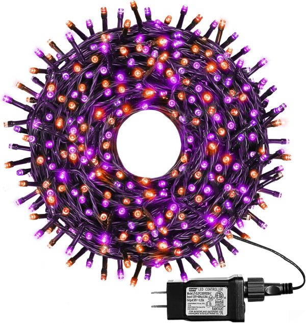 Kemooie 500 Led Halloween Lights, 164Ft 8 Lighting Modes Plug In Waterproof Fairy Lights For Outdoor Tree Lights Party Garden Balcony Halloween Decorations(Purple And Orange)