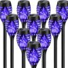 Halloween Decorations Outdoor, 10 Pack Bright Solar Halloween Lights Over 12 Hrs, Blue Flickering Flame Halloween Solar Lights Outdoor Waterproof,Halloween Decor Halloween Outdoor Yard Pathway Lights