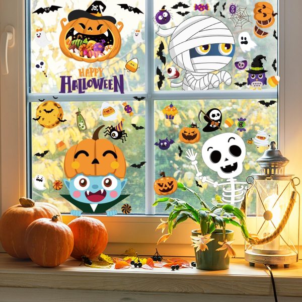 Halloween Window Clings Cute Halloween Window Stickers Double Side Halloween Window Decorations Removable Halloween Window Decals For Halloween Party Decorations Indoor And Outdoor Home Decor