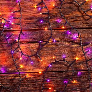 Kemooie 500 Led Halloween Lights, 164Ft 8 Lighting Modes Plug In Waterproof Fairy Lights For Outdoor Tree Lights Party Garden Balcony Halloween Decorations(Purple And Orange)