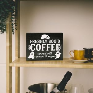 Freshly Booed Coffee Sign Halloween Coffee Bar Decor For Halloween Kitchen Decor