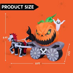 Joiedomi 8 Ft Halloween Inflatables Outdoor Decorations，Halloween Inflatable Carriage With Build-In Leds Halloween Blow Up For Yard, Halloween Party Decoration Halloween Decor Outside