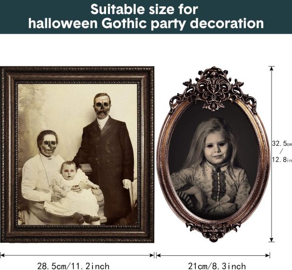 Halloween Decorations, 12 Pieces Laminated Halloween Gothic Decor Poster Frames Durable Haunted House Creepy Portraits Pictures Spooky Home Decor