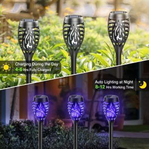 Halloween Decorations Outdoor, 10 Pack Bright Solar Halloween Lights Over 12 Hrs, Blue Flickering Flame Halloween Solar Lights Outdoor Waterproof,Halloween Decor Halloween Outdoor Yard Pathway Lights