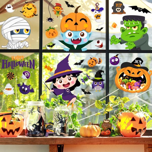 Halloween Window Clings Cute Halloween Window Stickers Double Side Halloween Window Decorations Removable Halloween Window Decals For Halloween Party Decorations Indoor And Outdoor Home Decor